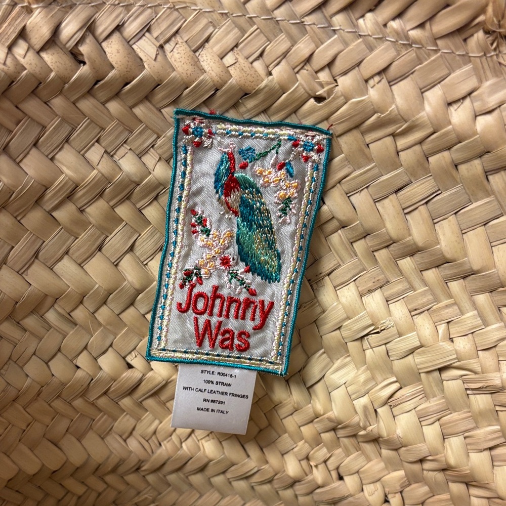 Johnny Was Tan Woven Basket with Fringe - Picture 3 of 8